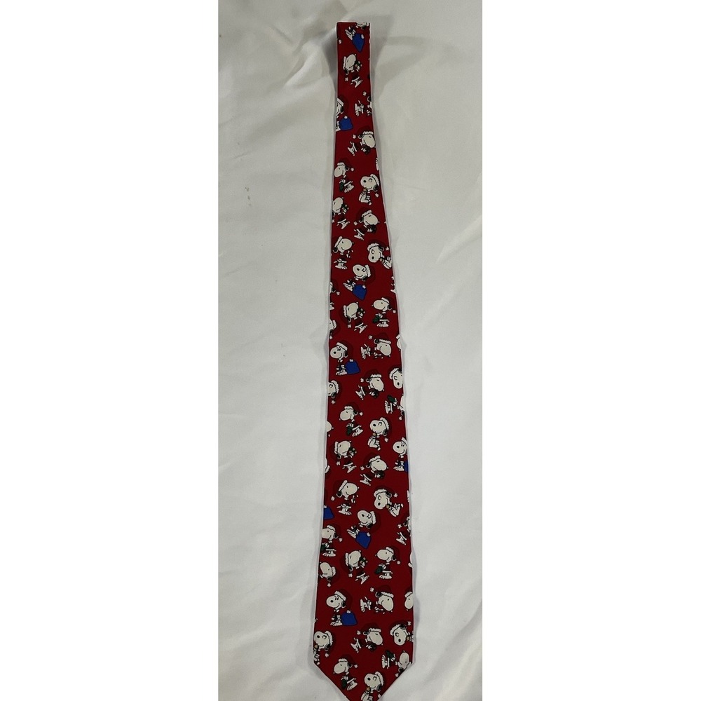 Snoopy Peanuts Dear Santa.. Christmas Tie Vintage 100% Silk Made In USA 60" 370